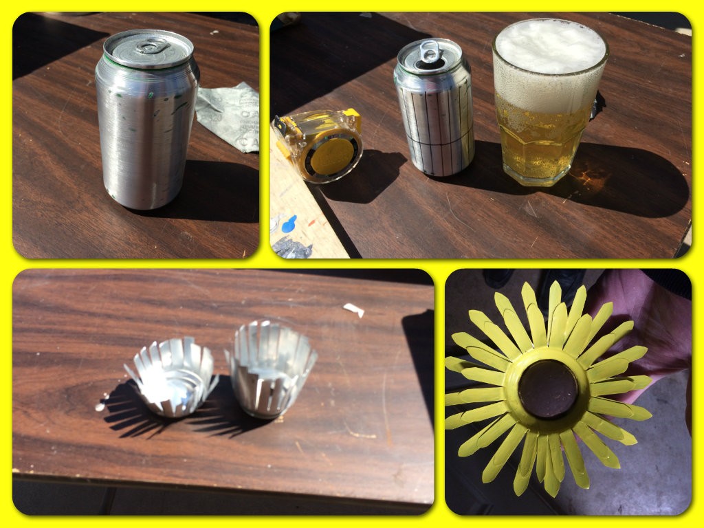 Making a... er... beercan sunflower? Yeah, I'll call it that. 6