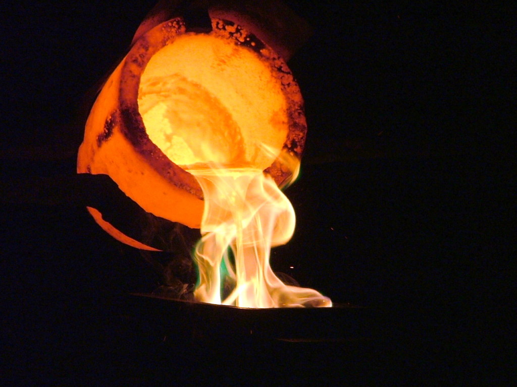 Gold being poured out of a Crucible